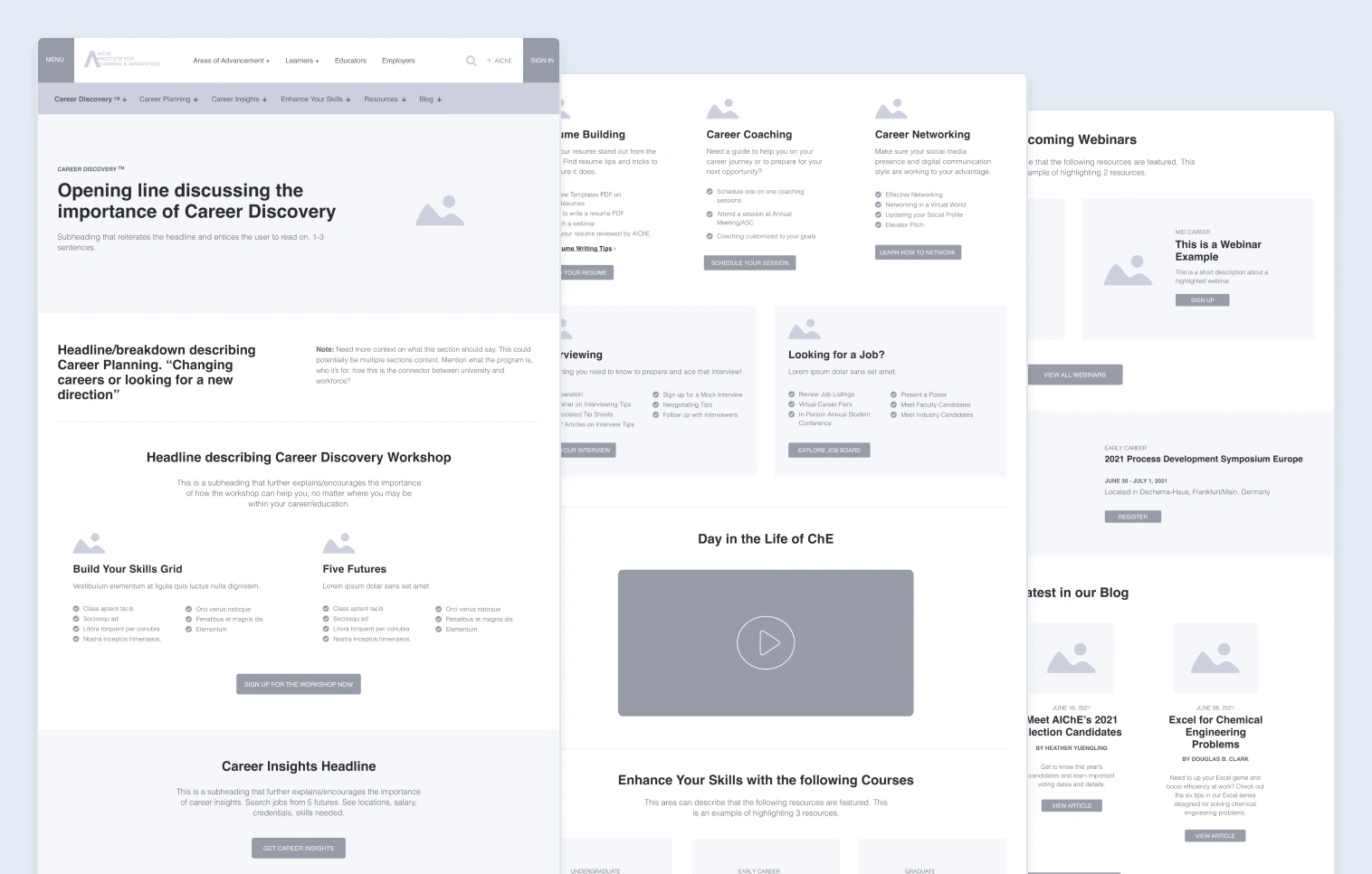 Career Discovery Wireframes