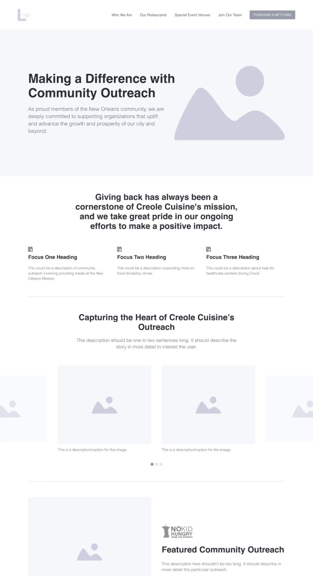 Community Outreach - Wireframe