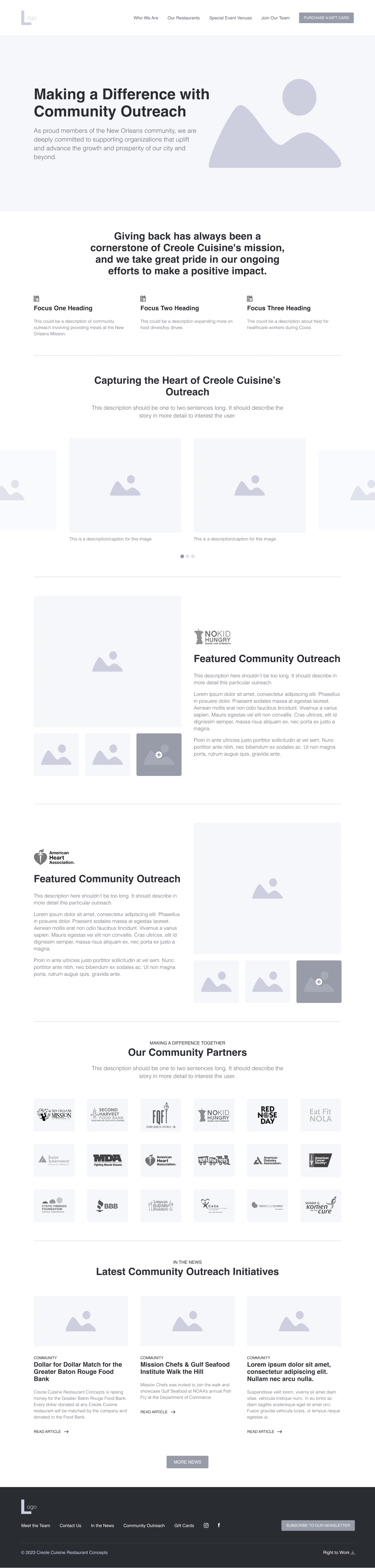 Community Outreach Wireframe