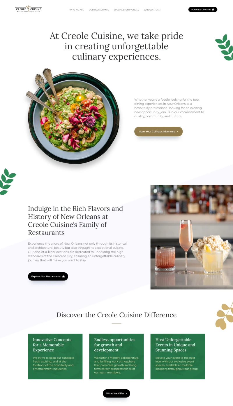 Creole Cuisine Homepage Redesigned